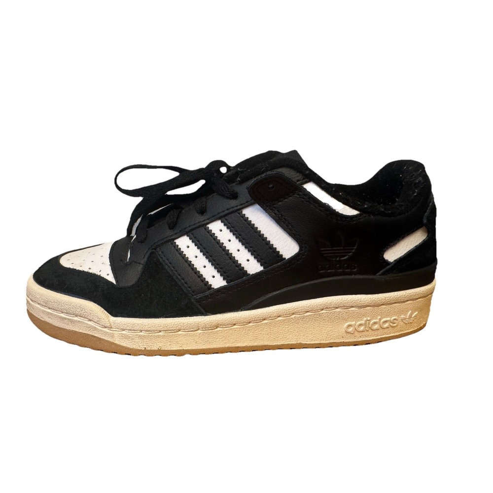 Adidas Forum Low Shoe Black White Casual Sneakers Lace Up Youth Size 5 Boys - Picture 2 of 15